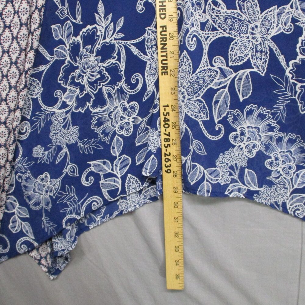 Roz & Ali Floral Semi-Sheer BOHO Midi Skirt Fairy Blue & White Women Size | 10 - Picture 9 of 15